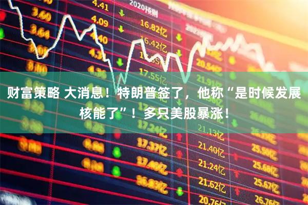 财富策略 大消息！特朗普签了，他称“是时候发展核能了”！多只美股暴涨！